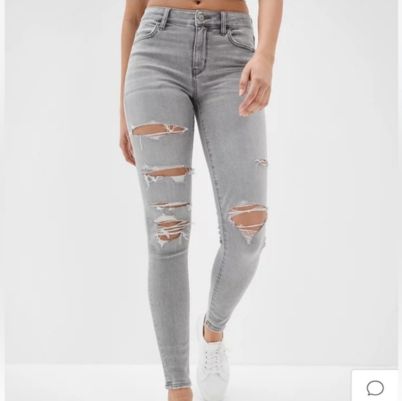 American eagle high rise jegging Gray wash/Gray Acid Women Sz‎ 10 XSHORT, Ripped - Picture 1 of 10